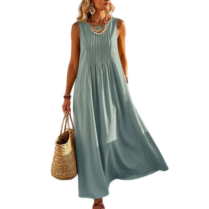 Loose women's dress with round neck, casual style