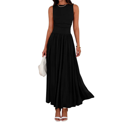 Vestido largo fluido para mujer con bolsillos