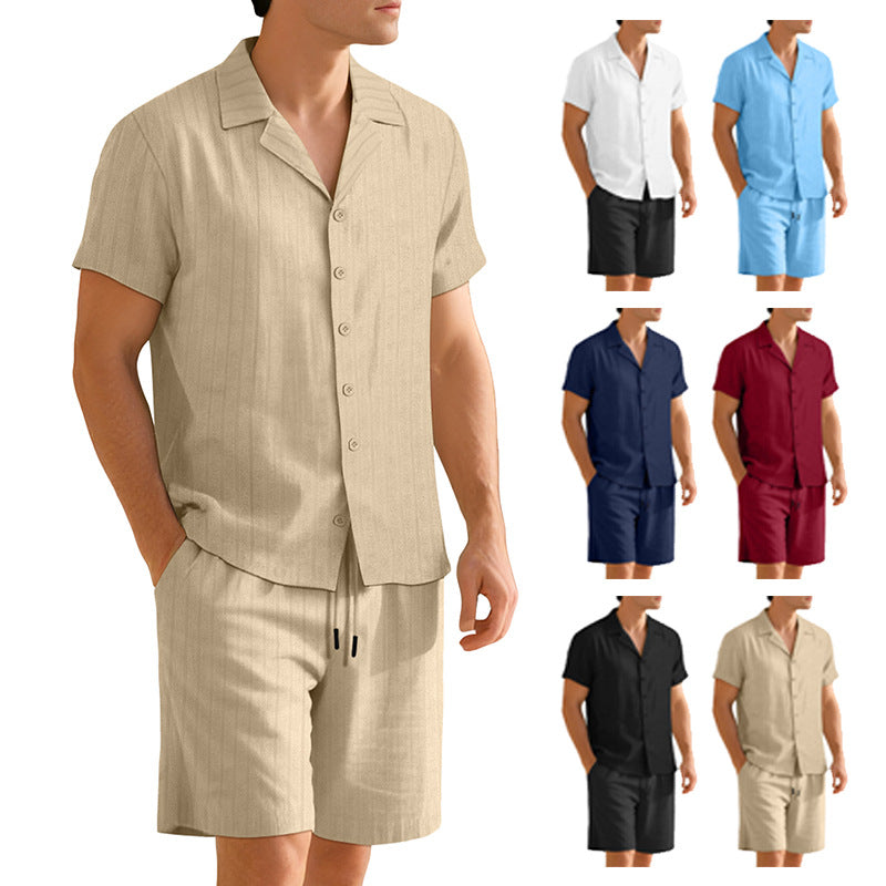 Casual shirt and trousers set for men – Short sleeve durable everyday outfit