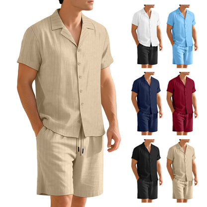 Casual shirt and trousers set for men – Short sleeve durable everyday outfit