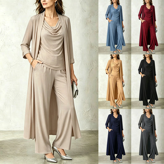 Ensemble femme 3 pièces cardigan long et pantalon