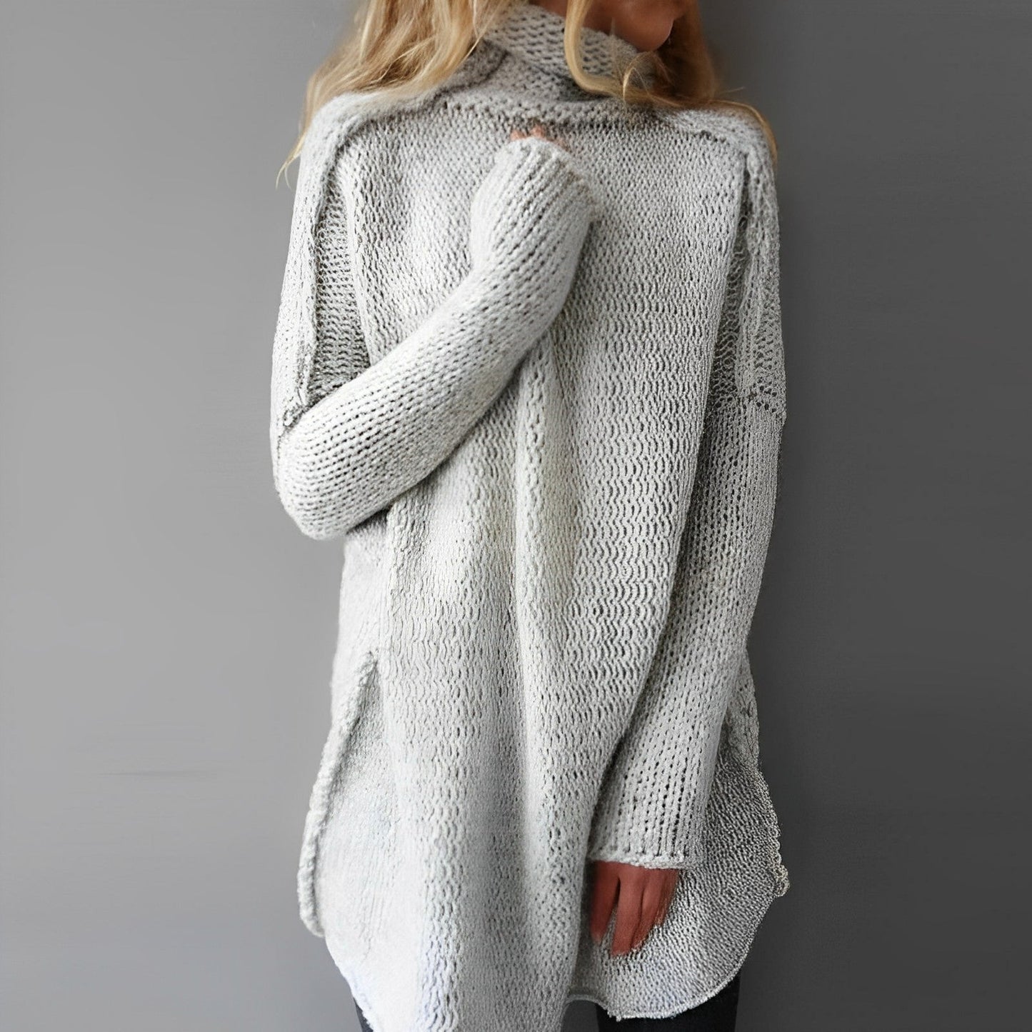 Pull long en maille pour femme