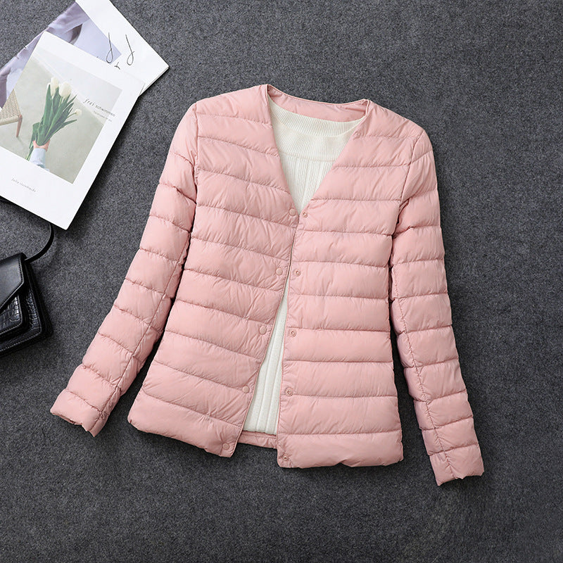Veste légère isolante pour femme – Vêtement intérieur court à col rond