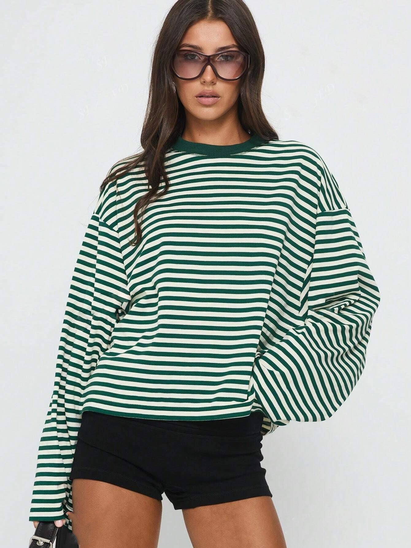 Retro Color-Block Striped Women's Top – Casual, Comfortable Everyday Style