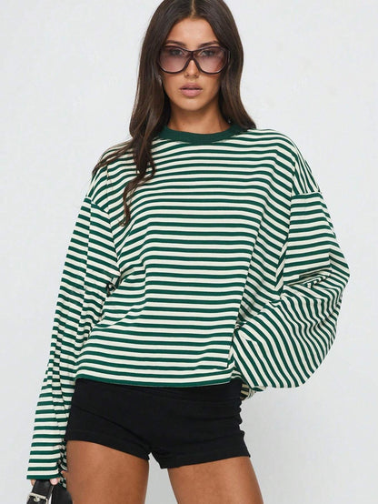 Retro Color-Block Striped Women's Top – Casual, Comfortable Everyday Style