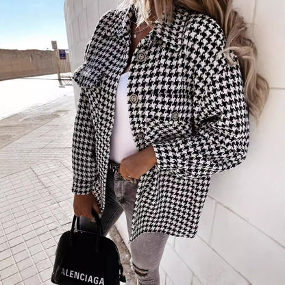 Cappotto da donna in lana pied-de-poule - Chic e strutturato
