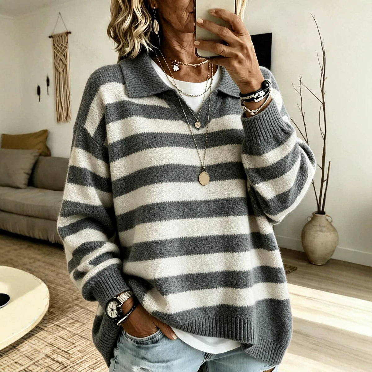 Jersey marinero de mujer color block - Suave y estructurado