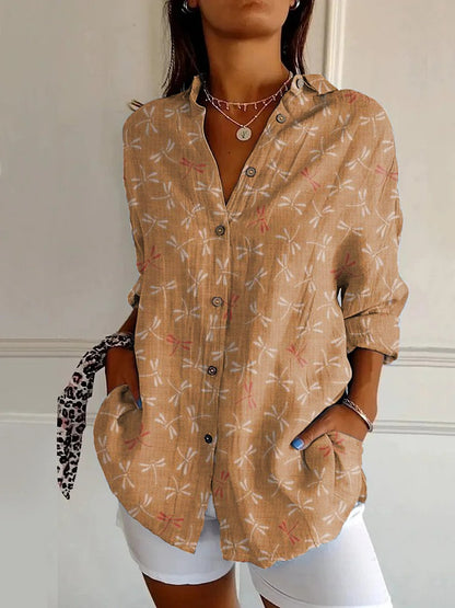 Chemise Femme à Imprimé Floral Coloré – Haut Boutonné Décontracté à Manches Longues