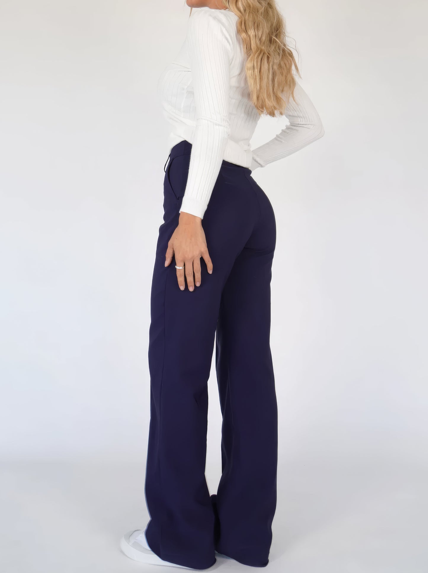 Pantalon Taille Haute à Jambes Droites