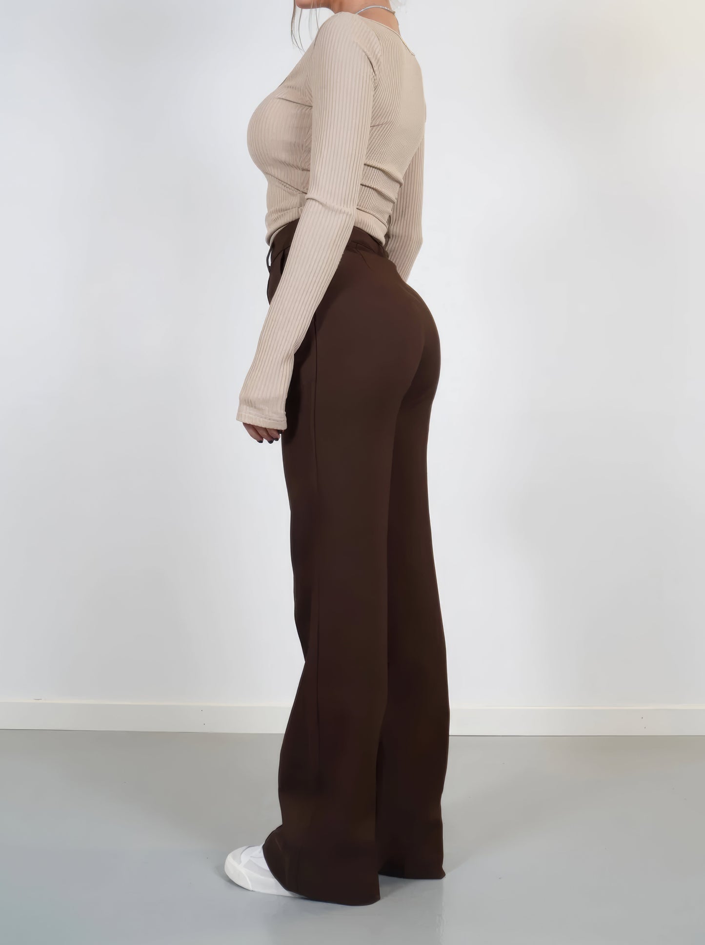 Pantalon Taille Haute à Jambes Droites