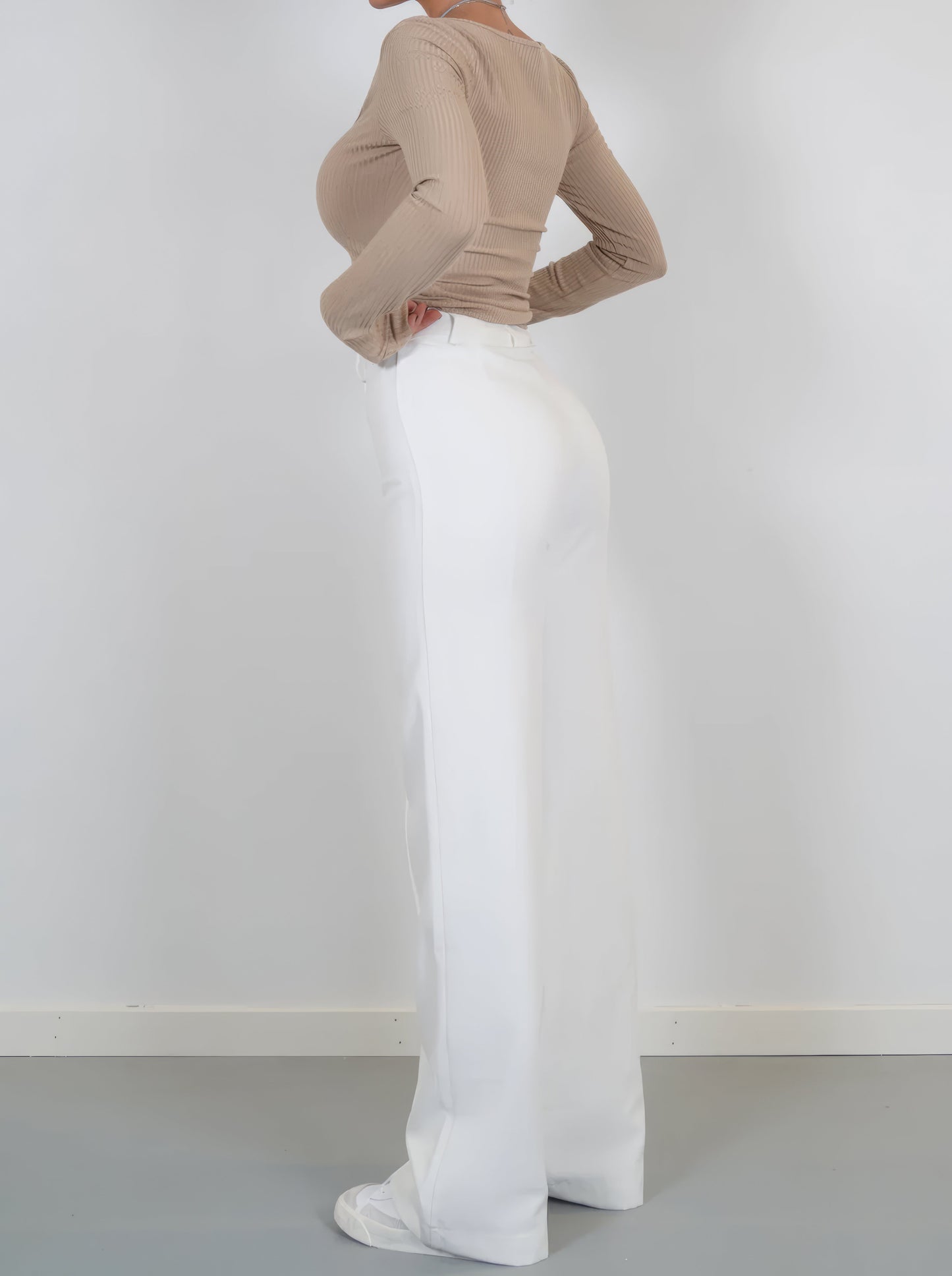 Pantalon Taille Haute à Jambes Droites