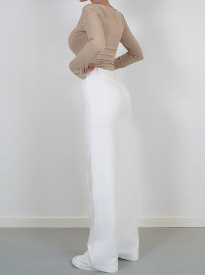 Pantalon Taille Haute à Jambes Droites