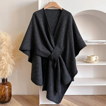 Manteau Cape Femme Élégant Poncho Hiver Coupe-Vent – Veste Chaude Surdimensionnée à Manches Longues Style Châle Doux et Chic pour Temps Froid