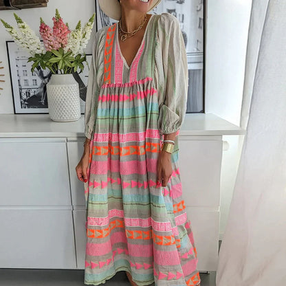 Robe longue d'été ample et colorée pour femmes - Confortable, élégante