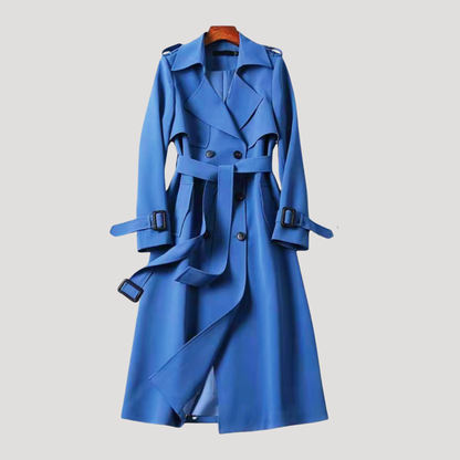 Gabardina femenina entallada con cinturón y doble botonadura – estilo elegante atemporal