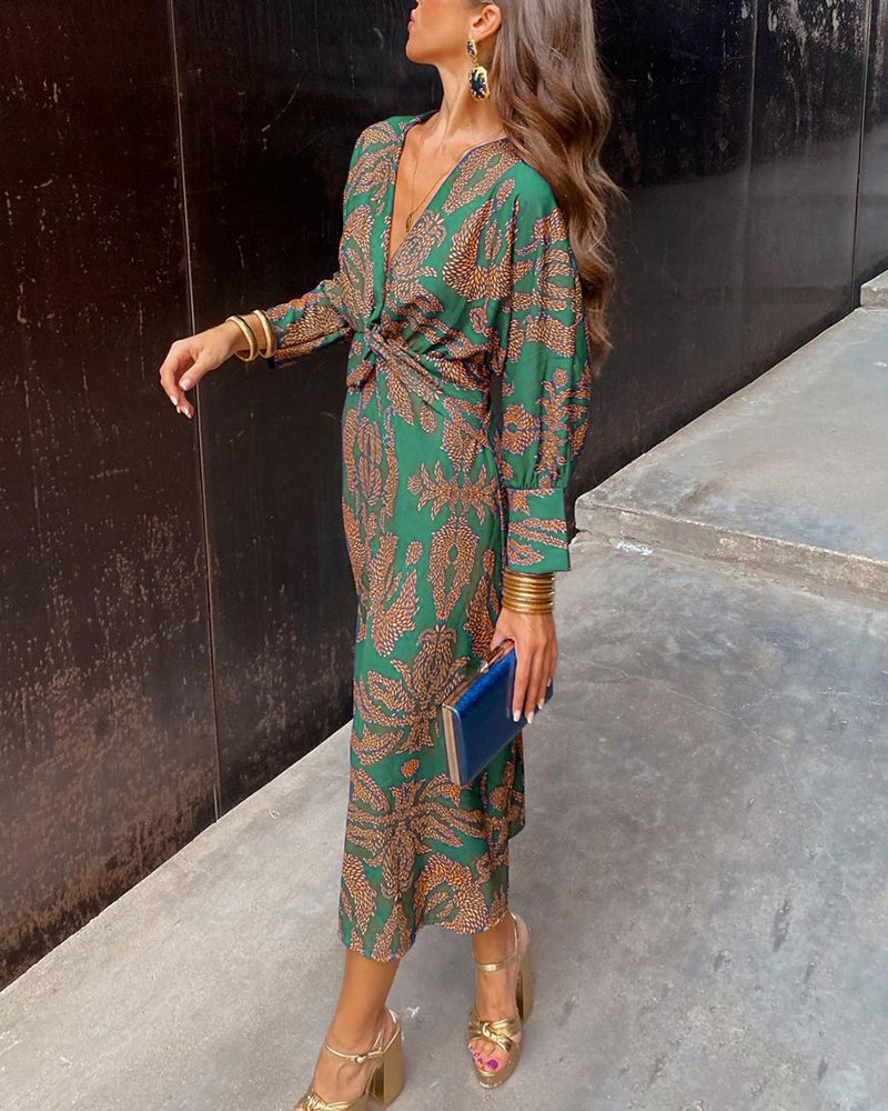 Robe Midi Élégante à Décolleté en V Femme – Coupe Flatteuse, Détail Raffiné