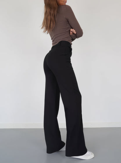 Pantalon Taille Haute à Jambes Droites