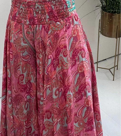 Pantalon Palazzo Bohème Élégant Femme – Pantalon Large Décontracté Taille Élastique