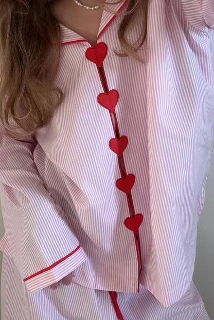 Women's Two-Piece Heart Pajama Set - Soft and Comfortable