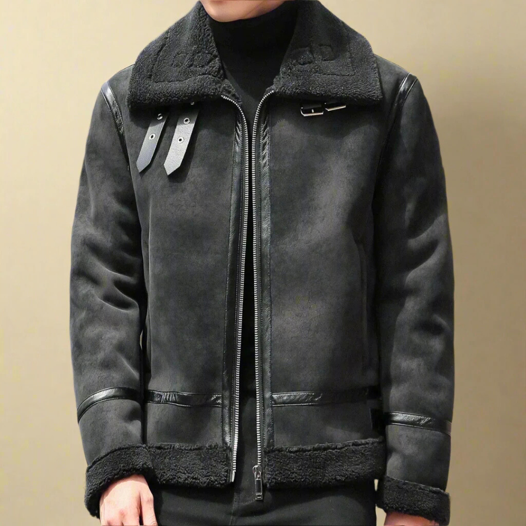 Manteau d’Hiver en Suède Premium pour Homme Ceinture – Manteau Chaud eStylé