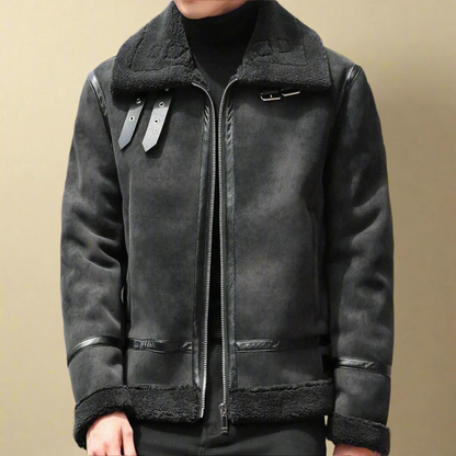 Manteau d’Hiver en Suède Premium pour Homme Ceinture – Manteau Chaud eStylé