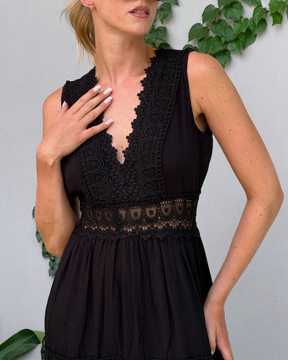 Robe longue Stella en dentelle blanche bohème chic