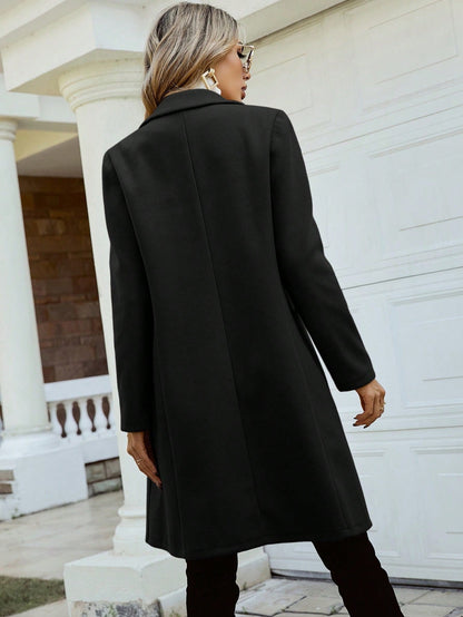 Manteau Long Élégant Premium Femme – Manteau Croisé à Col Revers