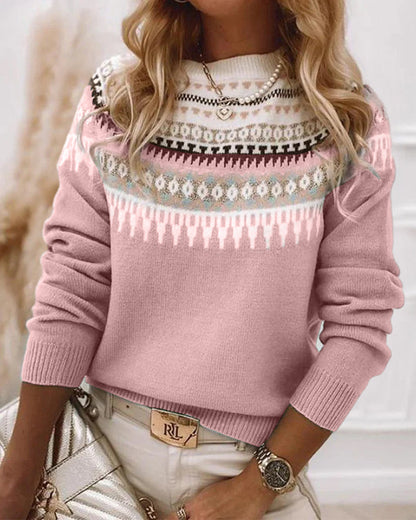 Pull à col rond élégant pour femme – Pull confortable en maille