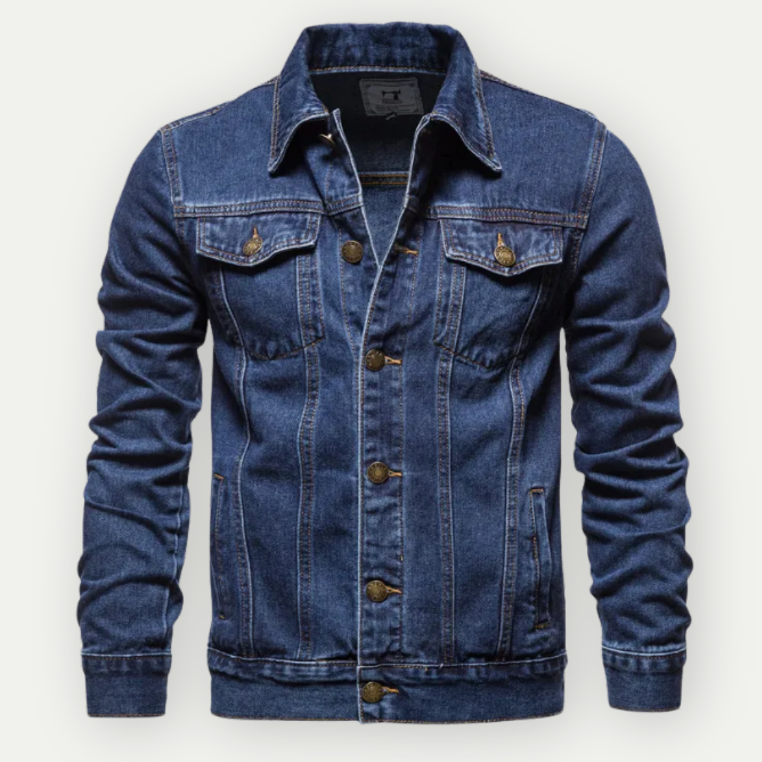 Veste en Jean Premium pour Homme – Couture Contrastée Moderne avec Poches à Boutons