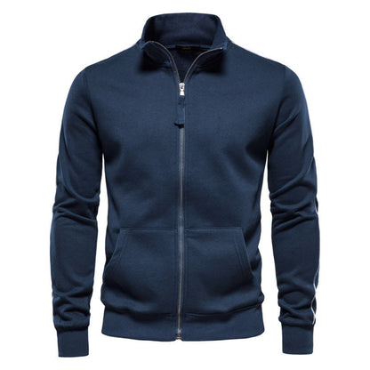 Sweatshirt Décontracté et Chaud pour Hommes – Veste à Col Montant avec Fermeture Éclair et Poches