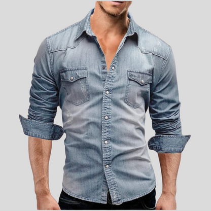 Chemise ajustée légère en jean à boutons homme – Style classique au quotidien