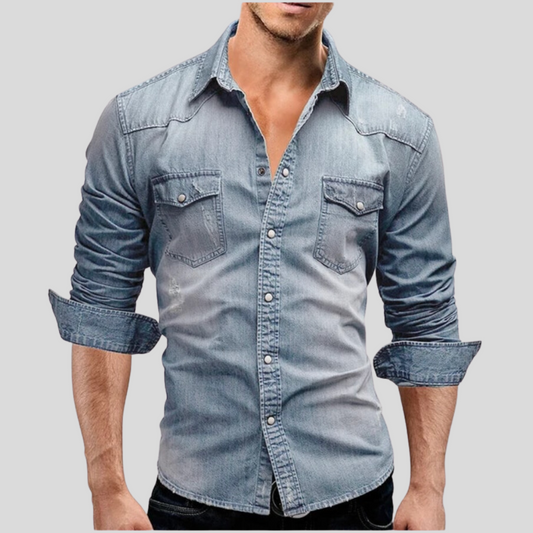 Chemise ajustée légère en jean à boutons homme – Style classique au quotidien