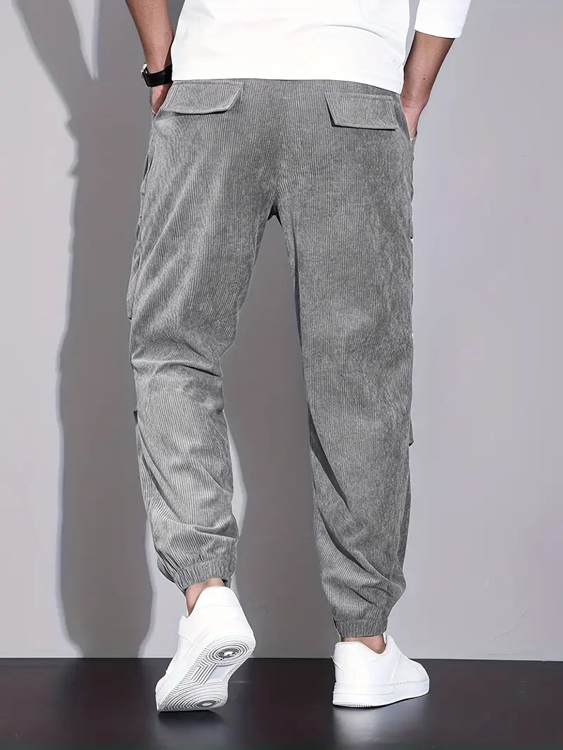 Pantalon Cargo Ajusté pour Homme – Pantalon en Velours Côtelé Confortable