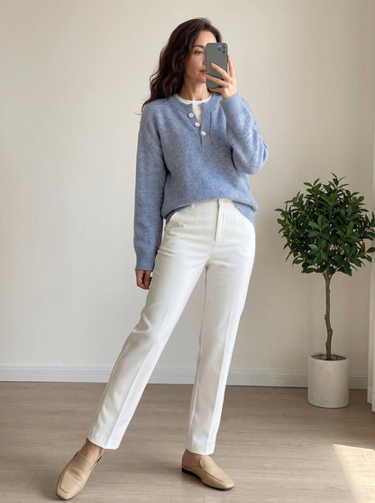 Women's two-piece zip-neck sweater - Modern and cozy