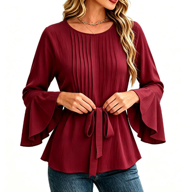 Blusa da donna tinta unita a maniche lunghe - Semplice ed elegante