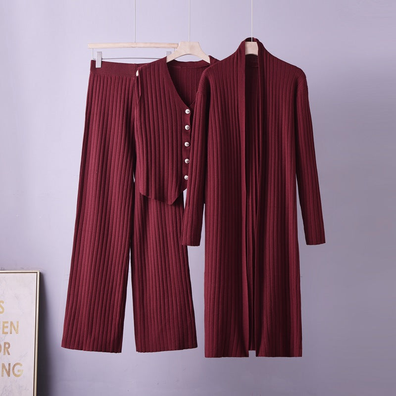 Ensemble trois pieces femme cardigan pull et gilet - Doux et coordonne