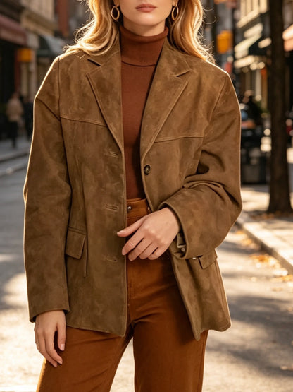 Manteau femme retro a poches - Ample et elegant