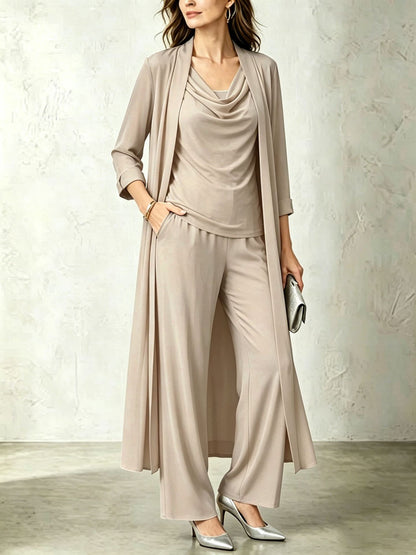 Completo donna 3 pezzi con cardigan lungo e pantaloni