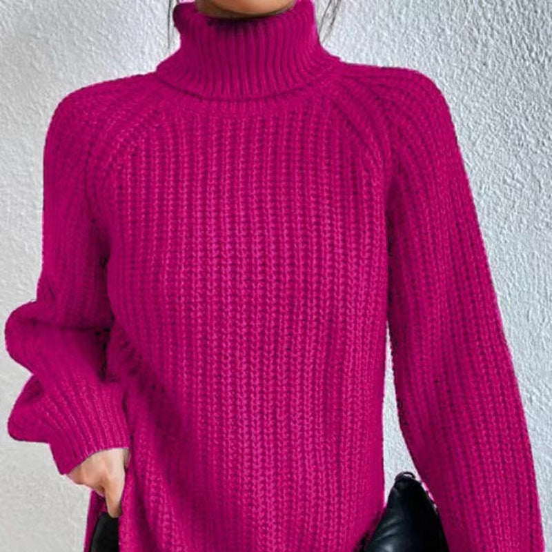 Women's sweater with a split mock neck – Soft and comfortable