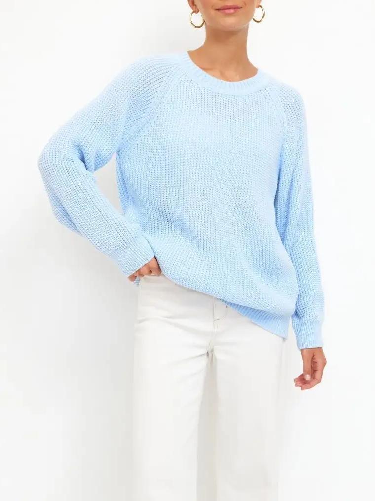 Jersey de punto grueso liso para mujer - Corte cómodo y abrigado