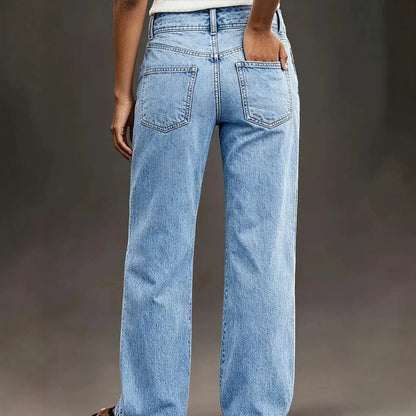 Jeans dritti ampi da donna slavati - Moderni e confortevoli