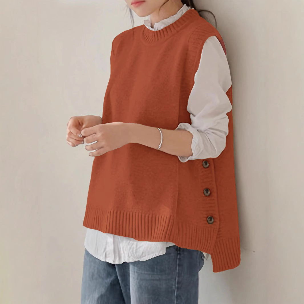 Women’s Sleeveless Retro-Style Pullover – Cozy Vintage Layering Piece