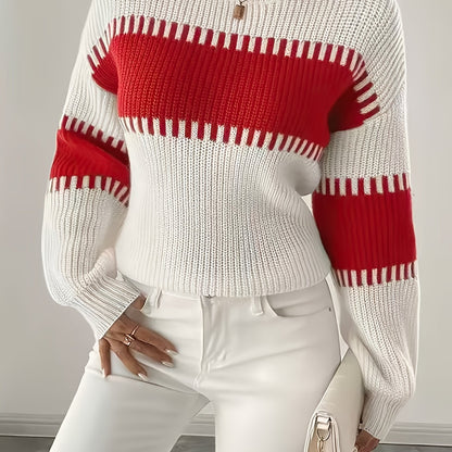 Women's color-block striped sweater – Trendy and soft