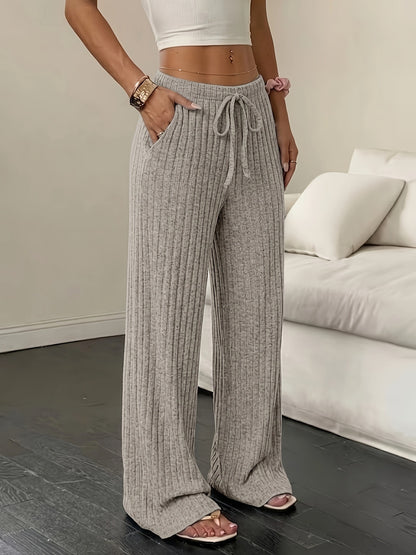 Women's wide-leg ribbed knit pants – Comfortable and modern