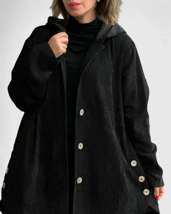 Veste à Capuche en Côtelé pour Femme – Manteau Décontracté Premium à Coupe Relax