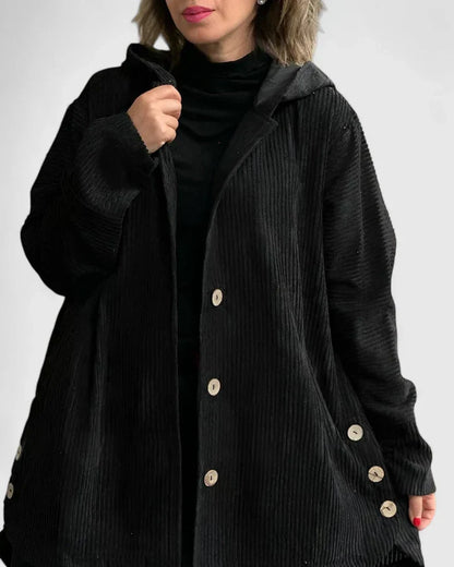 Veste à Capuche en Côtelé pour Femme – Manteau Décontracté Premium à Coupe Relax