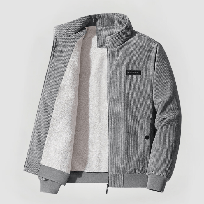 Veste Homme en Velours Côtelé Premium – Col Montant Doublé Polaire Hiver