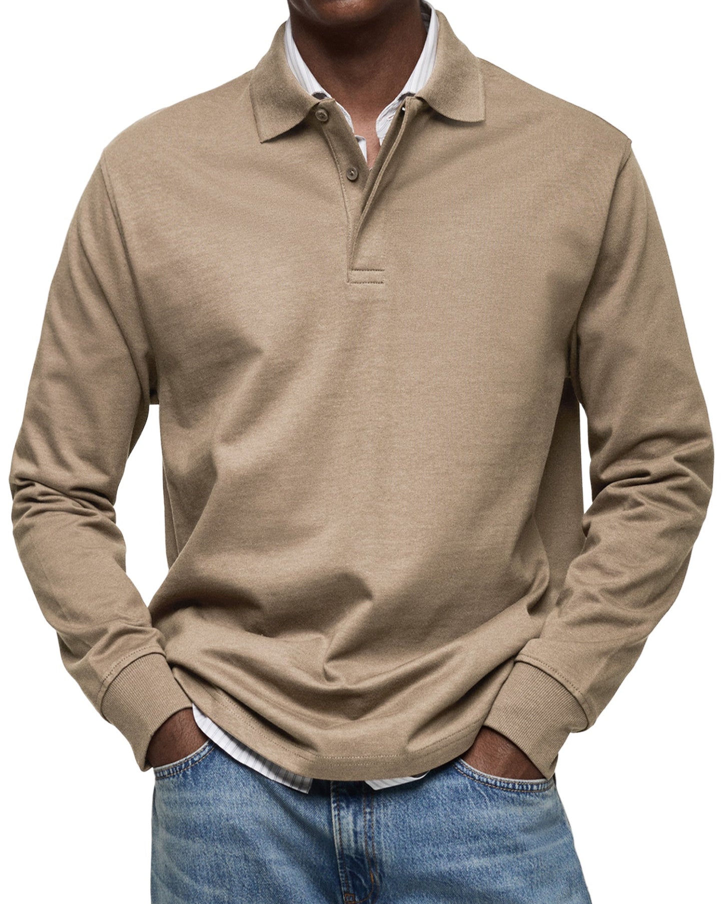 Chemise Polo à Manches Longues Décontractée pour Homme