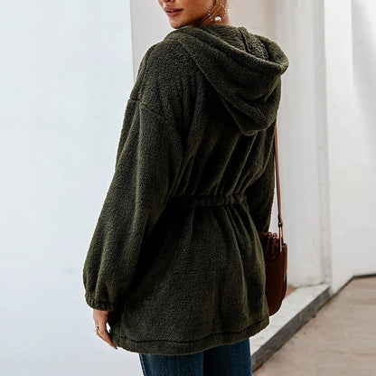 Veste Polaire Épaissie Oversize Femme avec Capuche – Confort Élégant pour l’Hiver
