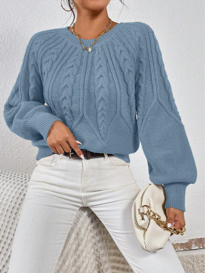 Women's crew-neck cable-knit sweater - Soft and versatile